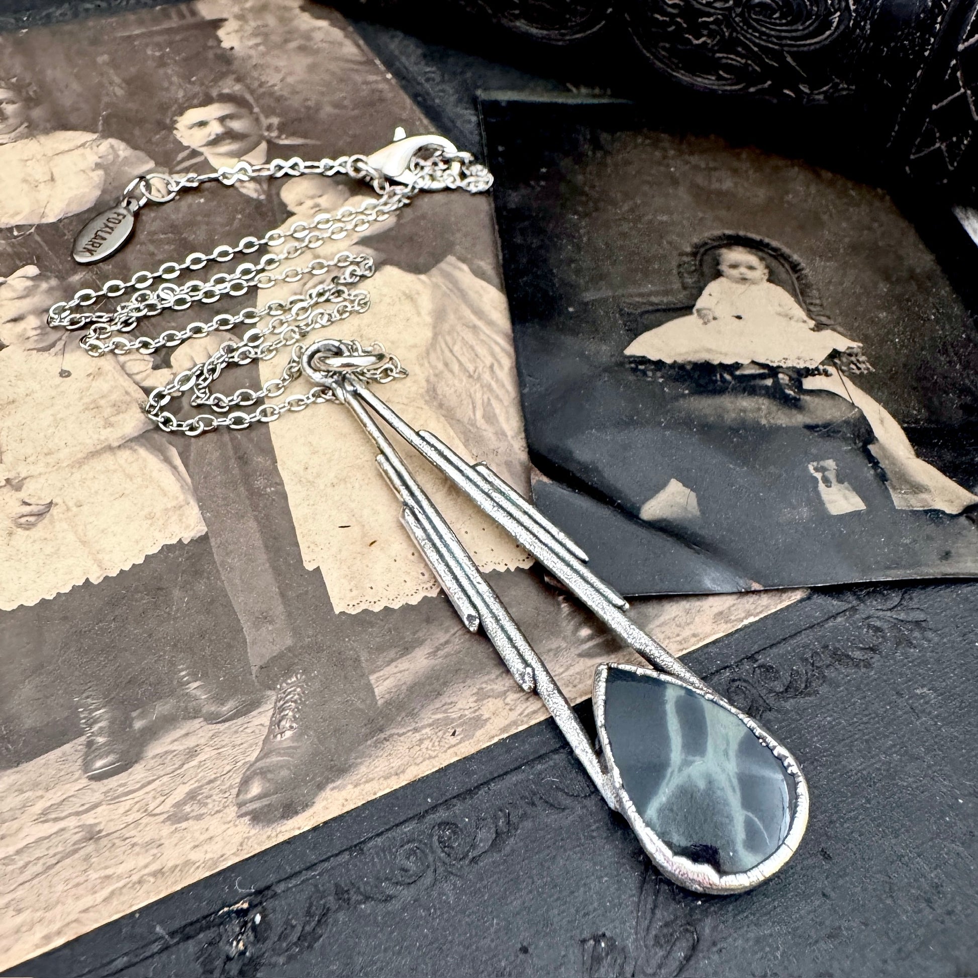 Spiderweb Obsidian Crystal Necklace in Fine Silver / Foxlark Collection - One of a Kind FOXLARK