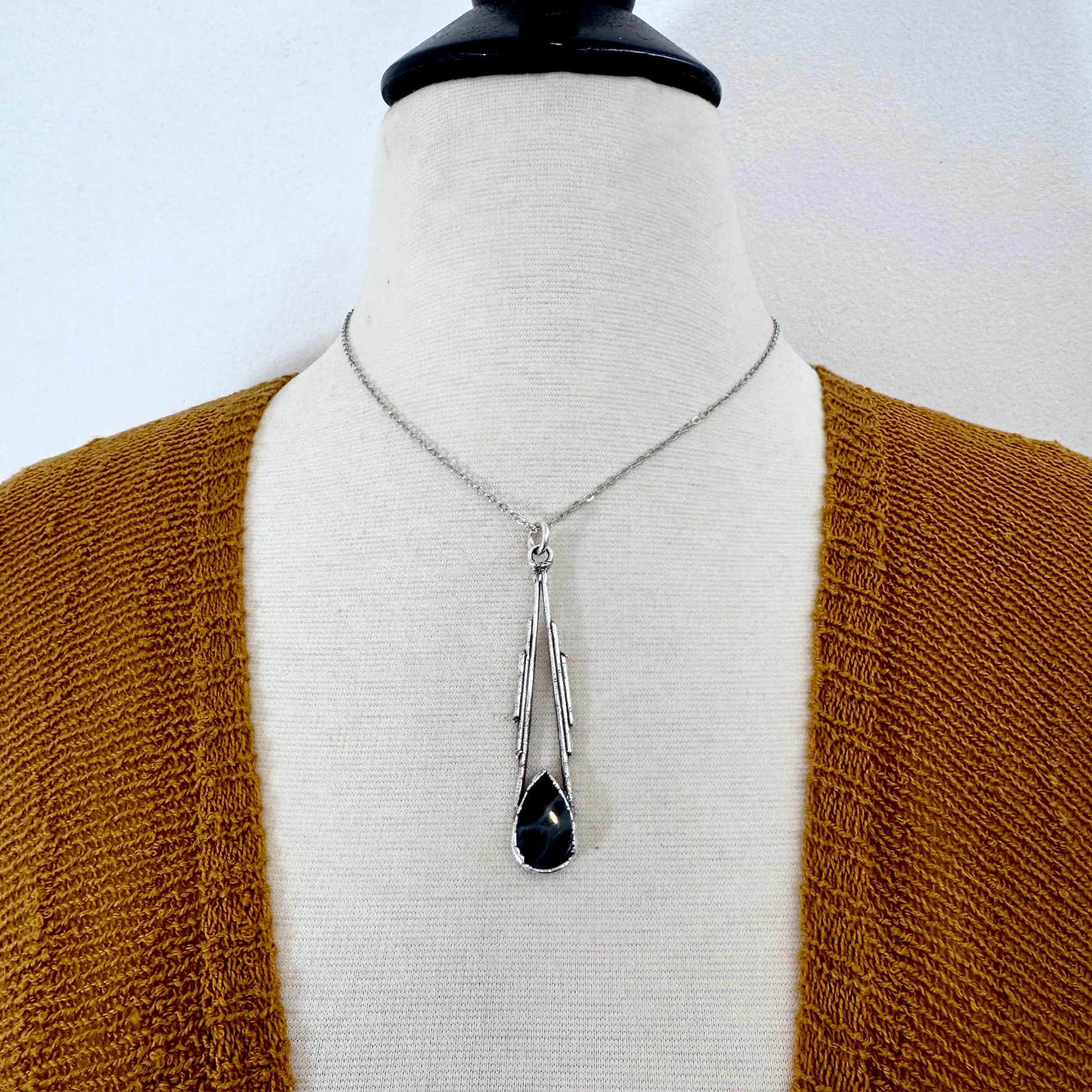 Spiderweb Obsidian Crystal Necklace in Fine Silver / Foxlark Collection - One of a Kind FOXLARK