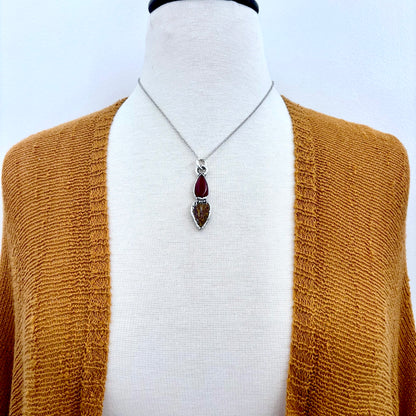 Multi Stone Carnelian Jasper Crystal Necklace Fine Silver / Foxlark Collection FOXLARK