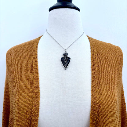 Multi Stone Black Star Sunstone Fossilized Palm Root Crystal Necklace Fine Silver / Foxlark Collection FOXLARK