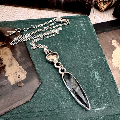 Multi Stone Pyrite and Moss Agate Charm Necklace in Fine Silver / Foxlark Collection FOXLARK