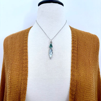 Multi Stone Turquoise Dendritic Agate Crystal Necklace Fine Silver / Foxlark Collection FOXLARK