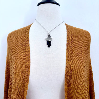 Multi Stone Garnet Pyrite Black Onyx Crystal Necklace Fine Silver / Foxlark Collection