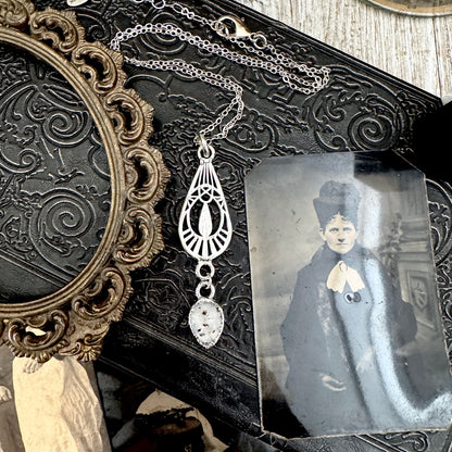 Graphite Infused Quartz Charm Necklace in Fine Silver / Foxlark Collection - One of a Kind FOXLARK