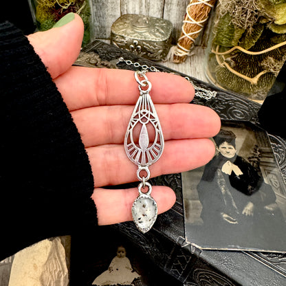 Graphite Infused Quartz Charm Necklace in Fine Silver / Foxlark Collection - One of a Kind FOXLARK