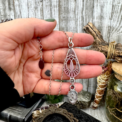 Graphite Infused Quartz Charm Necklace in Fine Silver / Foxlark Collection - One of a Kind FOXLARK