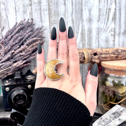 Fossilized Coral Crystal Ring Fine Silver Size 5.5 / Foxlark Collection - One of a Kind FOXLARK