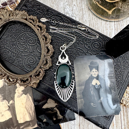 Moss & Moon Collection - Bloodstone Statement Necklace in Fine Silver / One of a Kind