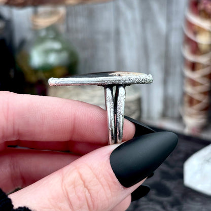 Fossilized Palm Root Crystal Ring Fine Silver Size 8.5 / Foxlark Collection - One of a Kind FOXLARK