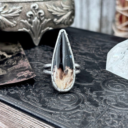 Fossilized Palm Root Crystal Ring Fine Silver Size 8.5 / Foxlark Collection - One of a Kind FOXLARK