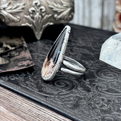 Fossilized Palm Root Crystal Ring Fine Silver Size 8.5 / Foxlark Collection - One of a Kind FOXLARK