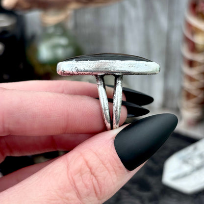 Golden  Sheen Obsidian Crystal Ring Fine Silver Size 7 / Foxlark Collection - One of a Kind FOXLARK