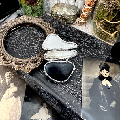 Multi Stone River Rock Clear Quartz and Sea-glass Ring In Silver Size 8.5 / Foxlark Collection FOXLARK