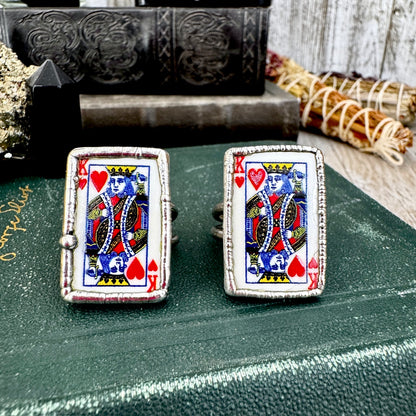 Playing Games - King Of Hearts Playing Card Ring Fine Silver Size 7 9.5 / One of a Kind FOXLARK
