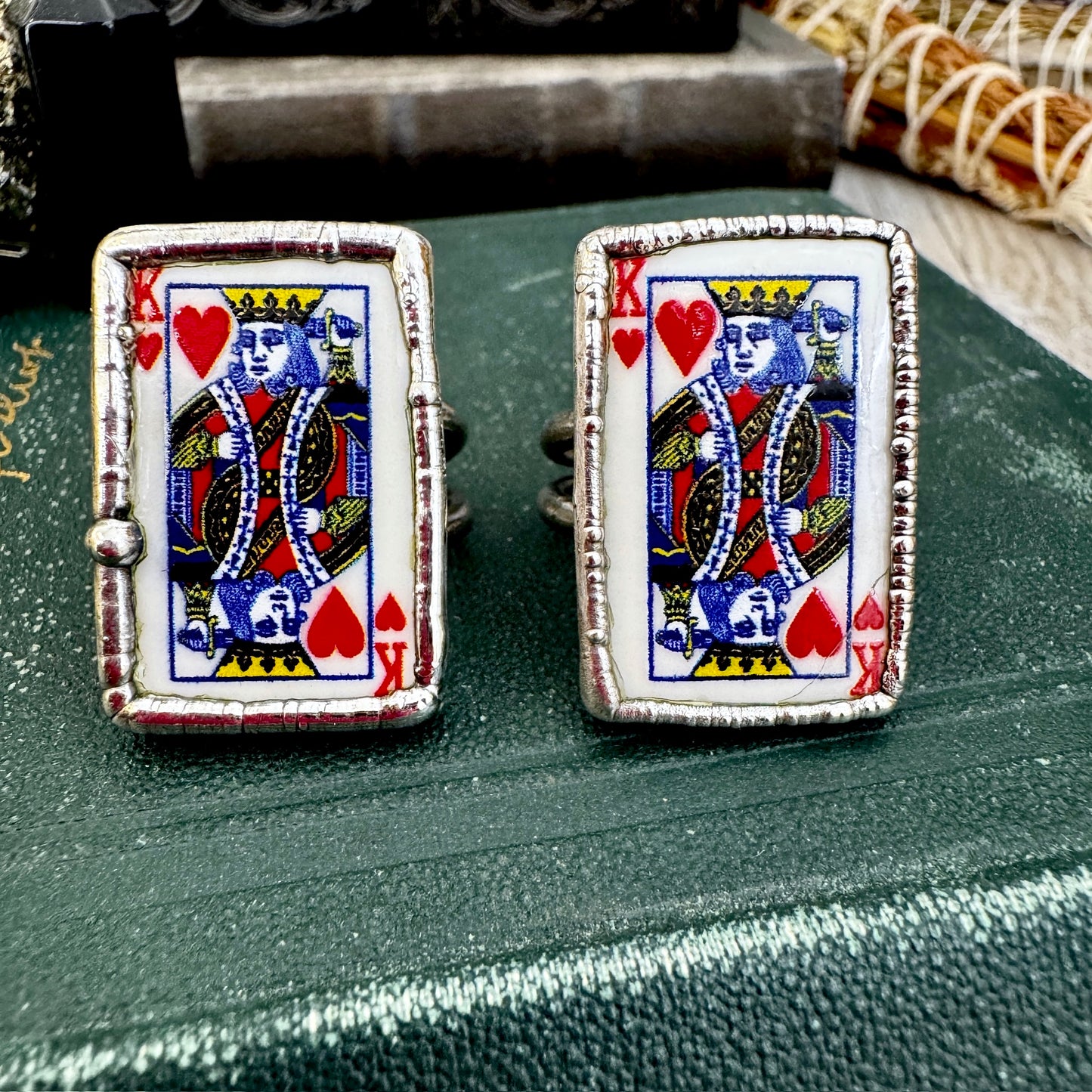 Playing Games - King Of Hearts Playing Card Ring Fine Silver Size 7 9.5 / One of a Kind FOXLARK