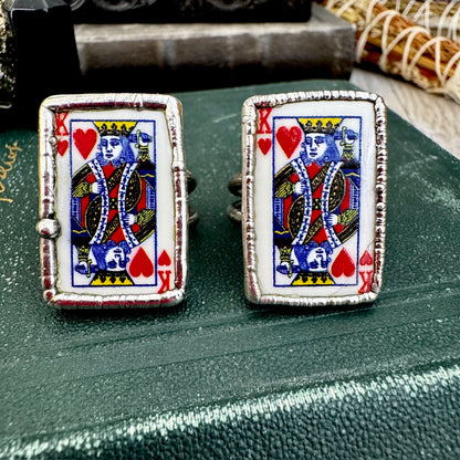 Playing Games - King Of Hearts Playing Card Ring Fine Silver Size 7 9.5 / One of a Kind FOXLARK