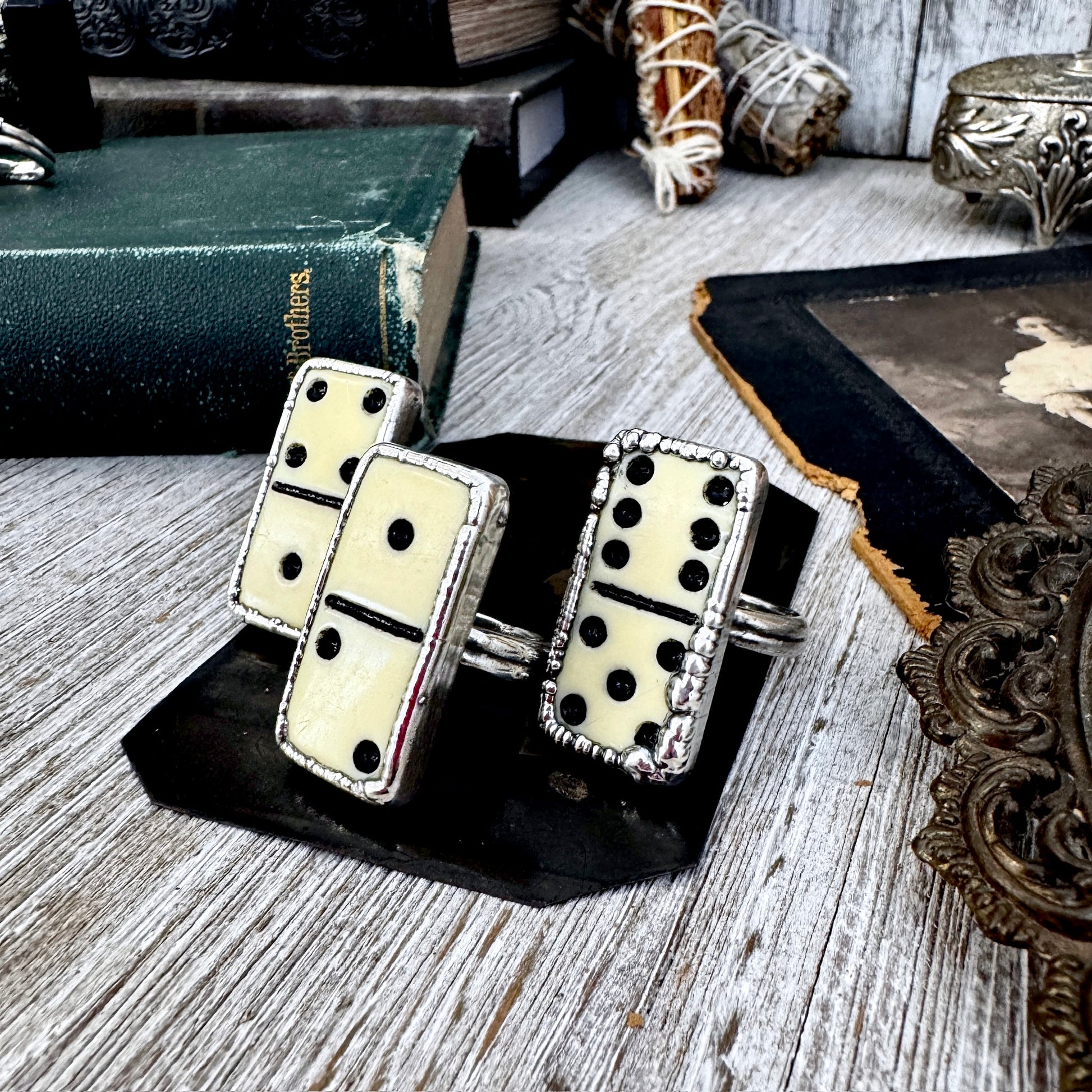 Playing Games - Dominos Ring Fine Silver Size 6 7 8 9 10 11 / One of a Kind FOXLARK