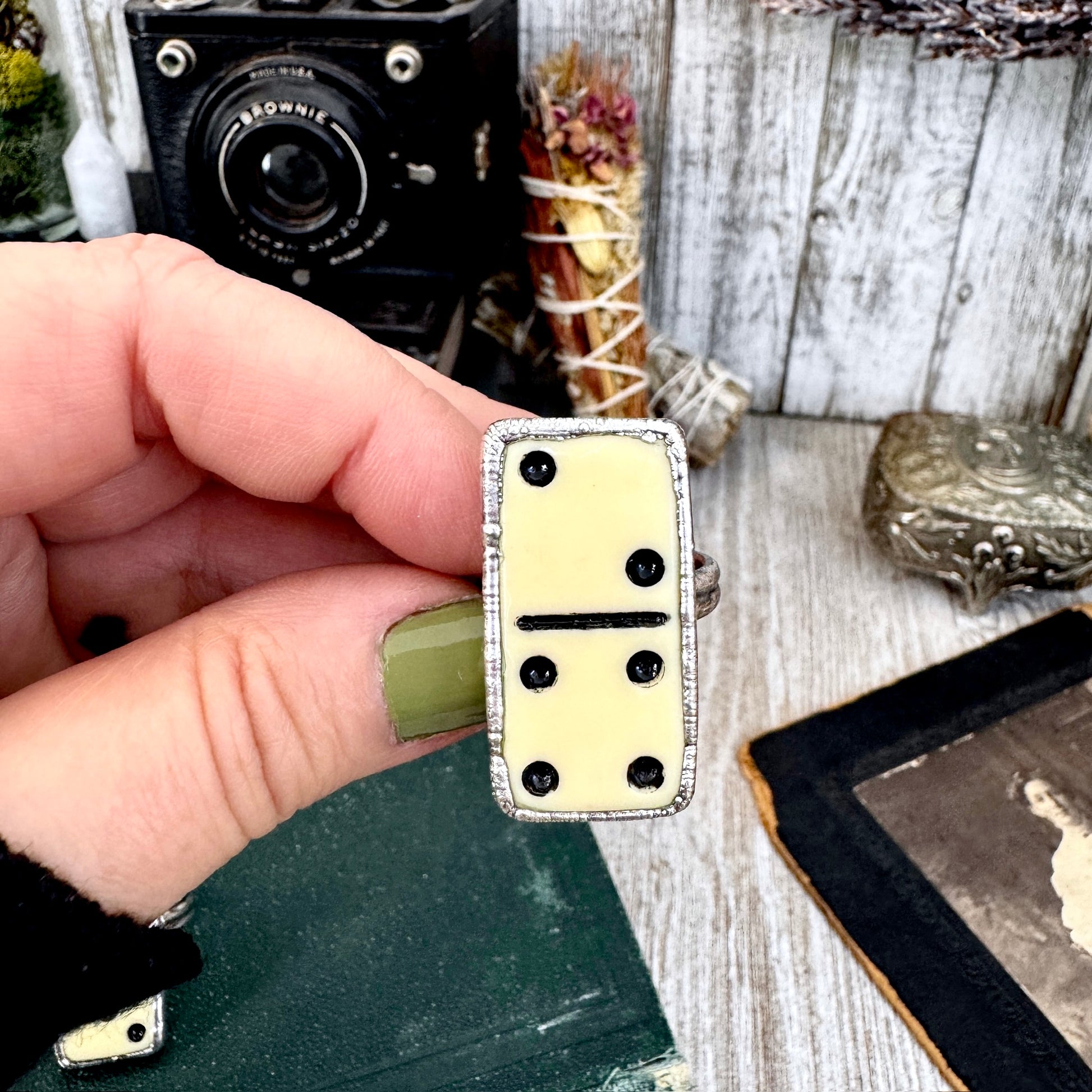 Playing Games - Dominos Ring Fine Silver Size 6 7 8 9 10 11 / One of a Kind FOXLARK