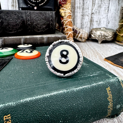 Playing Games - #8 Vintage Pool Ball Ring Fine Silver Size 10 / One of a Kind FOXLARK