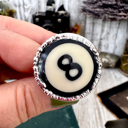Playing Games - #8 Vintage Pool Ball Ring Fine Silver Size 10 / One of a Kind FOXLARK