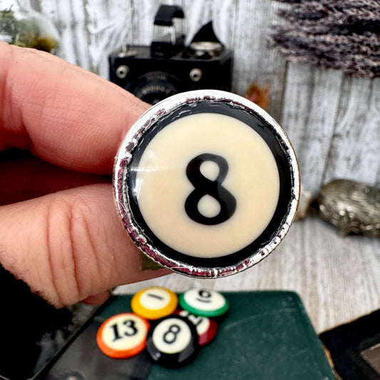 Playing Games - #8 Vintage Pool Ball Ring Fine Silver Size 8.5/ One of a Kind