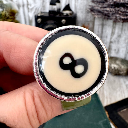 Playing Games - #8 Vintage Pool Ball Ring Fine Silver Size 8.5/ One of a Kind FOXLARK