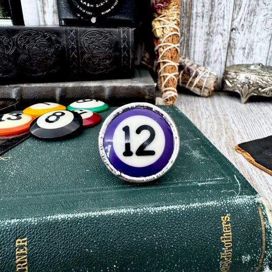 Playing Games - #12 Vintage Pool Ball Ring Fine Silver Size 8.5/ One of a Kind.