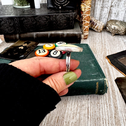 Playing Games - #8 Vintage Pool Ball Ring Fine Silver Size 10.5 / One of a Kind FOXLARK