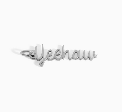 Yeehaw Charm stainless steel western pendant necklace from the Lucky Charm Bar at Foxlark