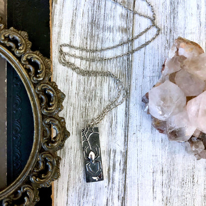 Tiny Talisman Collection - Sterling Silver Spider Necklace Pendant 32mm /