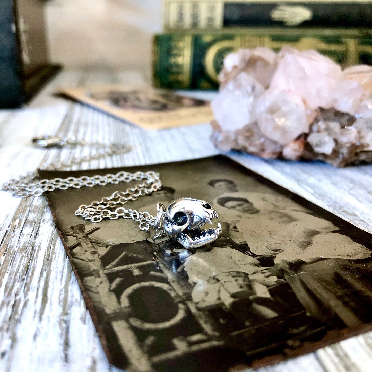 Tiny Talisman Collection - Sterling Silver Cat Skull Necklace Pendant 12x9mm / Curated Collection