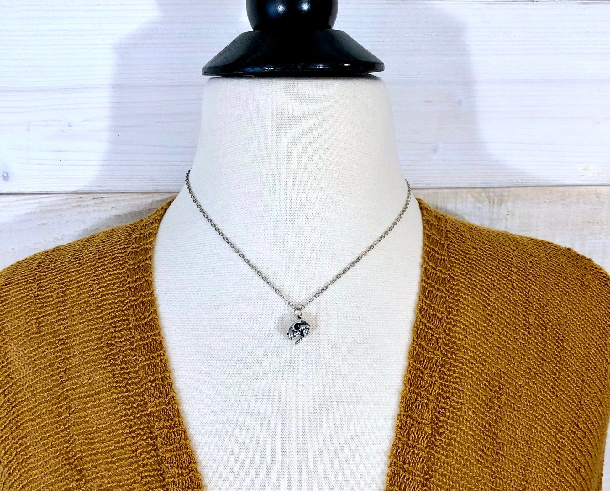 Tiny Talisman Collection - Sterling Silver Cat Skull Necklace Pendant 12x9mm / Curated Collection