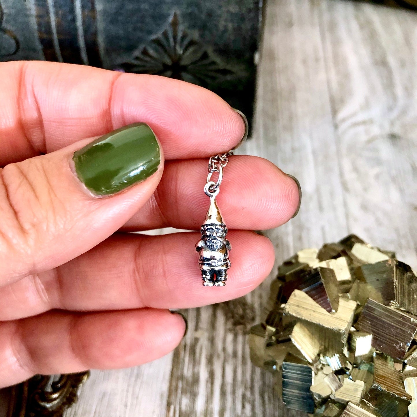 Tiny Talisman Collection - Sterling Silver Teeny Garden Gnome Necklace Pendant 19x7mm / Curated Collection