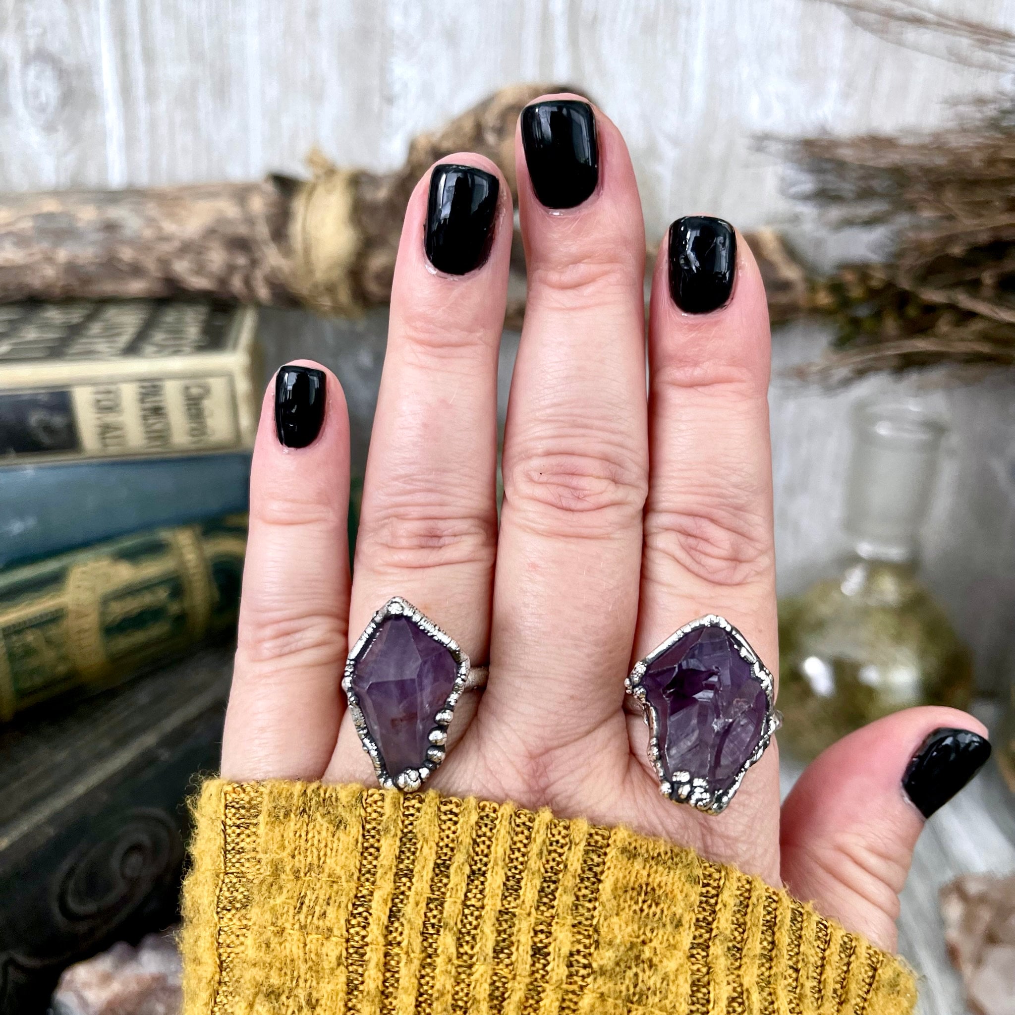 Natural Amethyst & Garnet 925 Sterling Silver Ring - Not Enhanced - RVS71