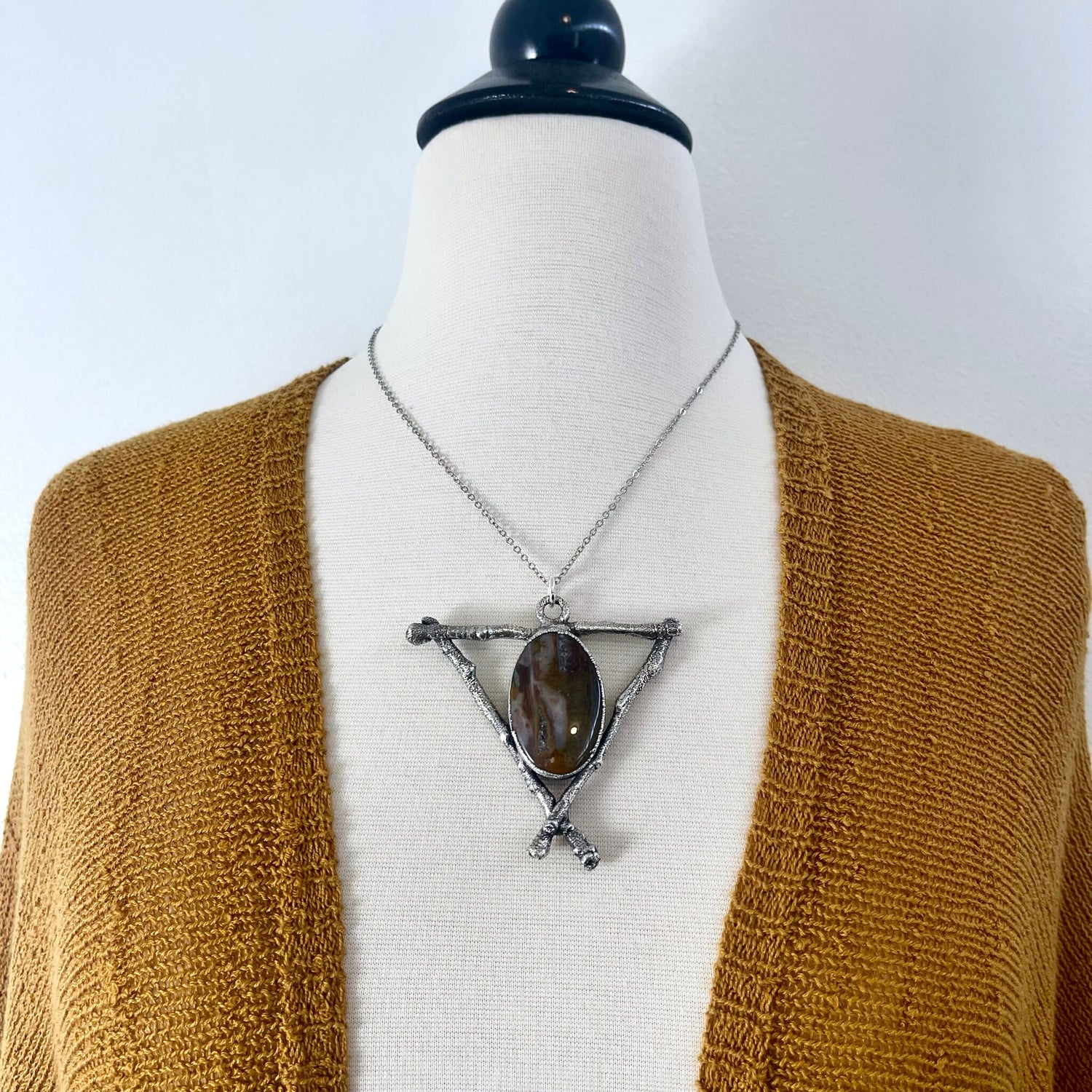 Sticks & Stones Necklace Fancy Moss Agate Pendant /