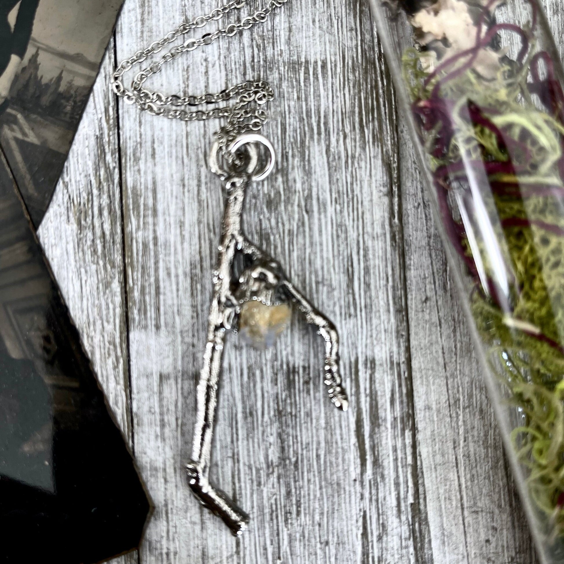 Sticks & Stones Collection- Citrine Necklace in Fine Silver // Big Crystal Necklace Witchy Jewelry Gothic Pendant Alternative Jewelry