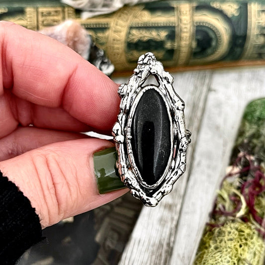 Sticks and Stones Collection- Size 8 Black Onyx Statement Ring in Fine Silver // Big Punk Ring Goth Witchy Crystal Ring Gemstone Jewelry
