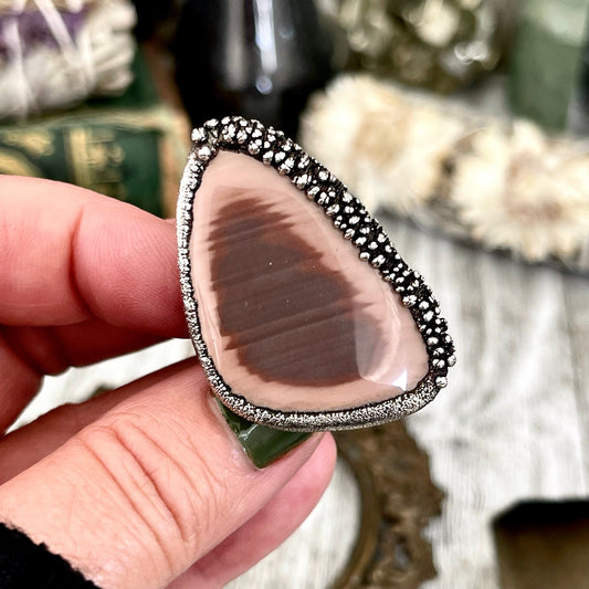 Size 8 Large Imperial Jasper Statement Ring in Fine Silver / Foxlark Collection - One of a Kind / Big Crystal Ring Witchy Jewelry Gemstone