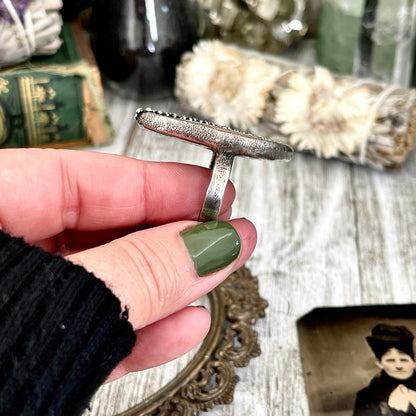 Size 8 Large Imperial Jasper Statement Ring in Fine Silver / Foxlark Collection - One of a Kind / Big Crystal Ring Witchy Jewelry Gemstone