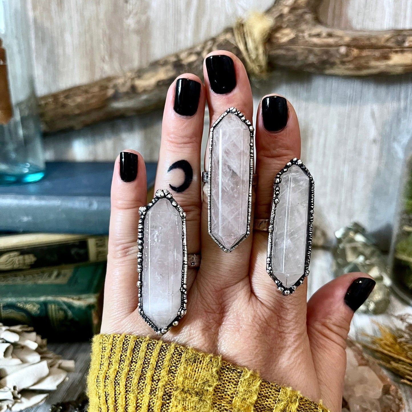 Pink Rose Quartz Crystal Point Ring Set in Fine Silver Size 7 - 8 - 9 / Foxlark Collection - One of a Kind