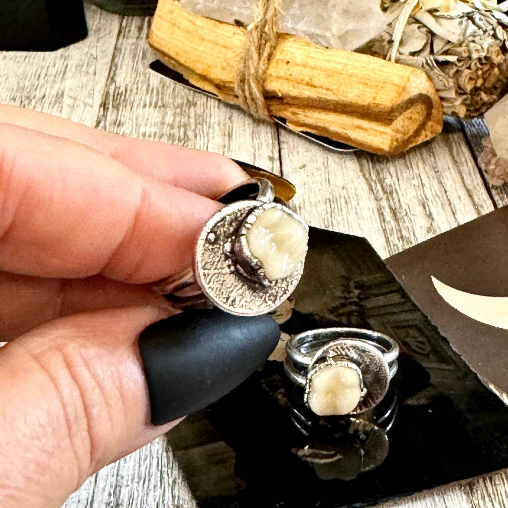 Tooth Ring Silver Size 7 8 9 10 11 Faux Resin Tooth Jewelry