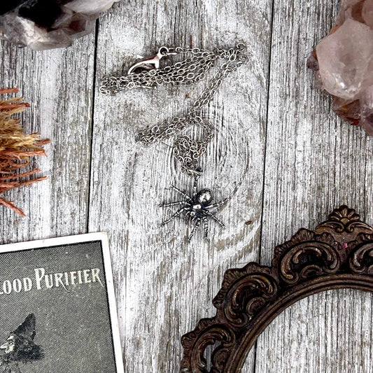 Tiny Talisman Collection - Sterling Silver Spider Necklace Pendant