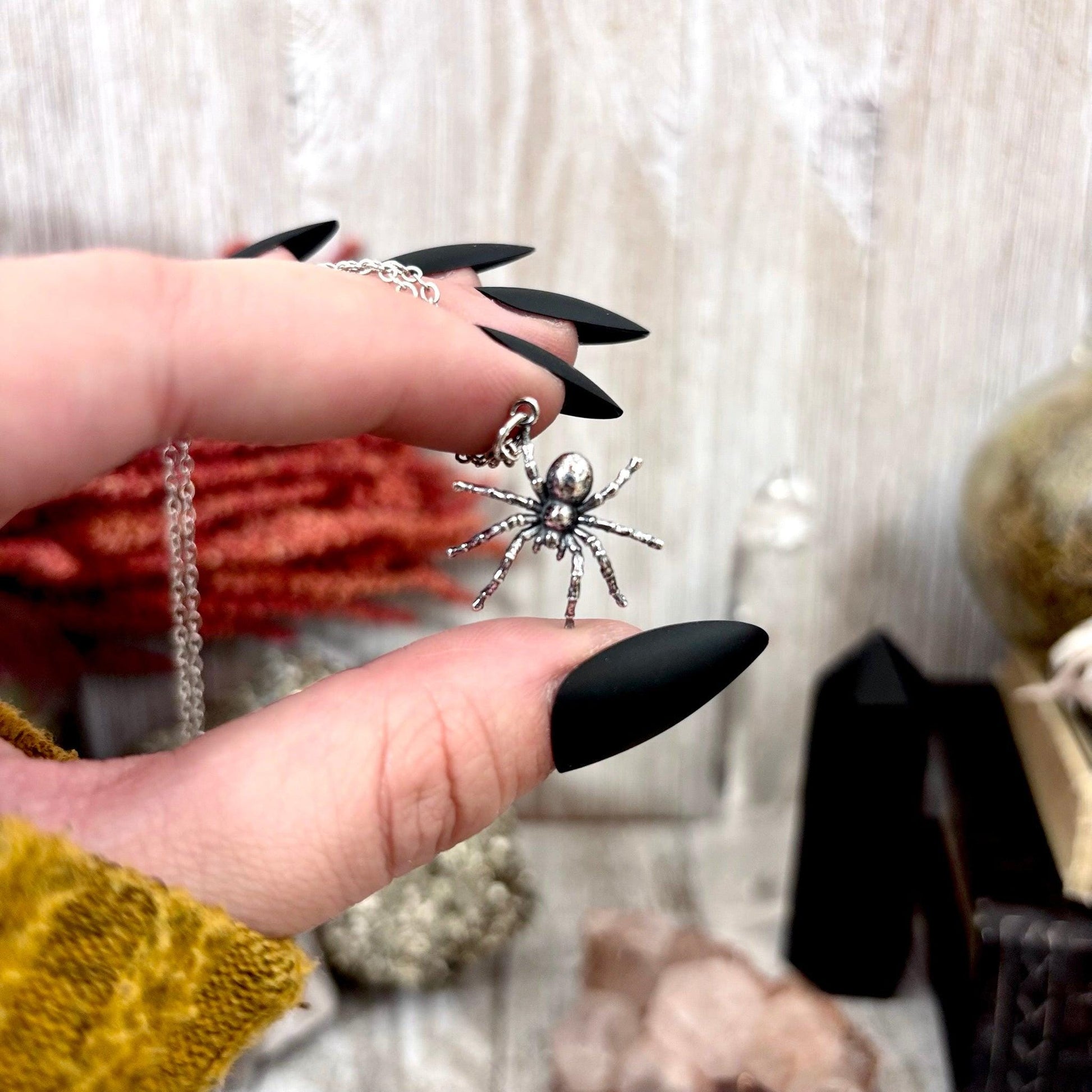 Tiny Talisman Collection - Sterling Silver Spider Necklace Pendant
