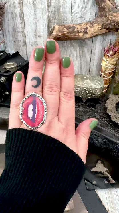 Vintage Lips- Fine Silver Ring Size 10.5 The Paper Projects Collection / One of a Kind