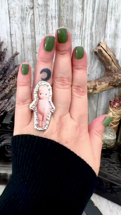 Vintage Kewpie Doll- Fine Silver Ring Size 8 The Paper Projects Collection / One of a Kind