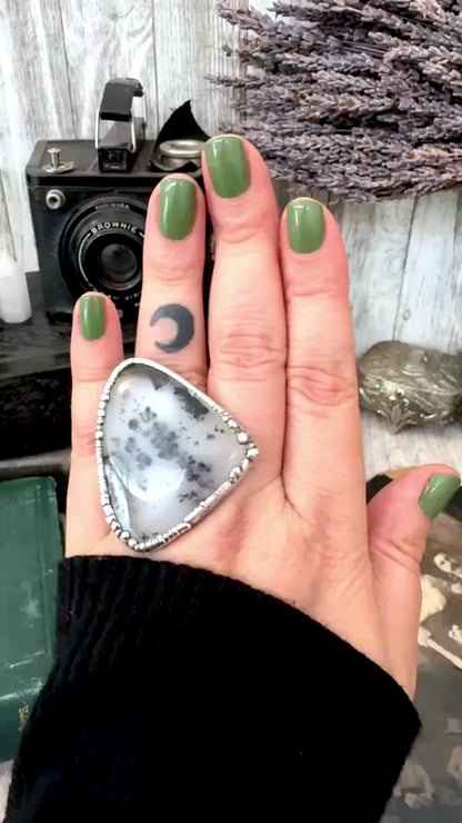 The Colossal Collection - Dendritic Agate Crystal Ring Set in Fine Silver Size 7.5 /One of a Kind
