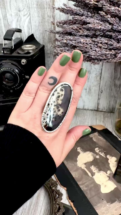 The Colossal Collection - Montana Moss Agate Crystal Ring Fine Silver Size 10.5 /One of a Kind