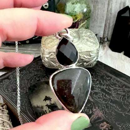 Multi Stone Black Onyx Silver Sheen Obsidian Necklace Silver / Foxlark Collection