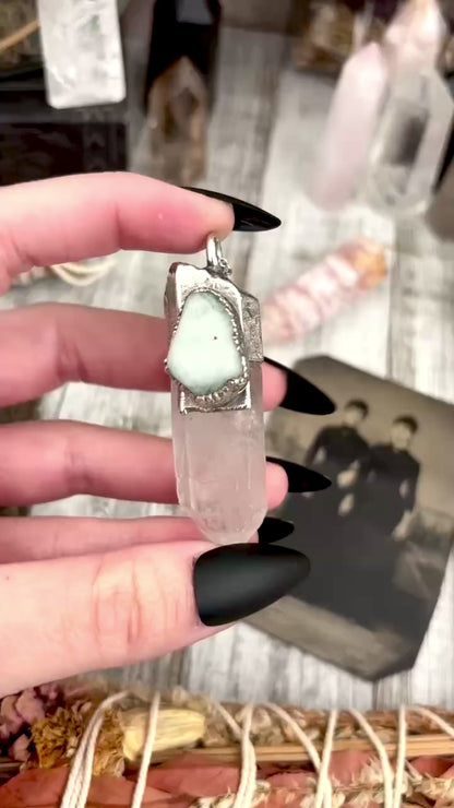 Clear Quartz & Aquamarine Crystal Statement Necklace in Fine Silver / Foxlark Collection - One of a Kind