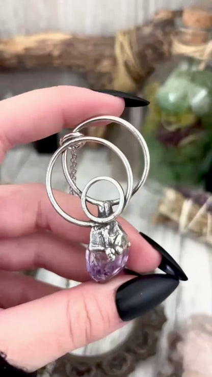 Big Raw Amethyst Necklace in Fine Silver / Foxlark Collection - One of a Kind